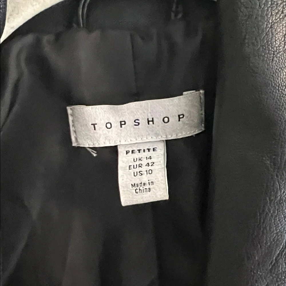 Topshop Black Leather Biker Jacket - Picture 2 of 3